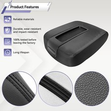 Cover For Chevy Suburban Silverado1500 2500 PU Leather Console Lid Armrest Black
