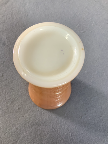 Fire King Anchor Hocking Peach Marigold Thin Ribbed Iridescence Luster Vase MCM - Picture 5 of 9
