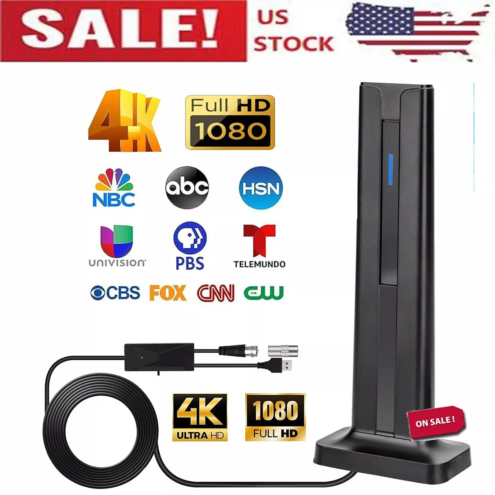 6000 Miles 1080P 4K Upgraded TV Antenna Digital HD Antena Indoor HDTV Long Range