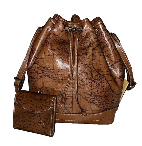 Patricia Nash Dark Brown Black Leather Drawstring Backpack  display picture 3