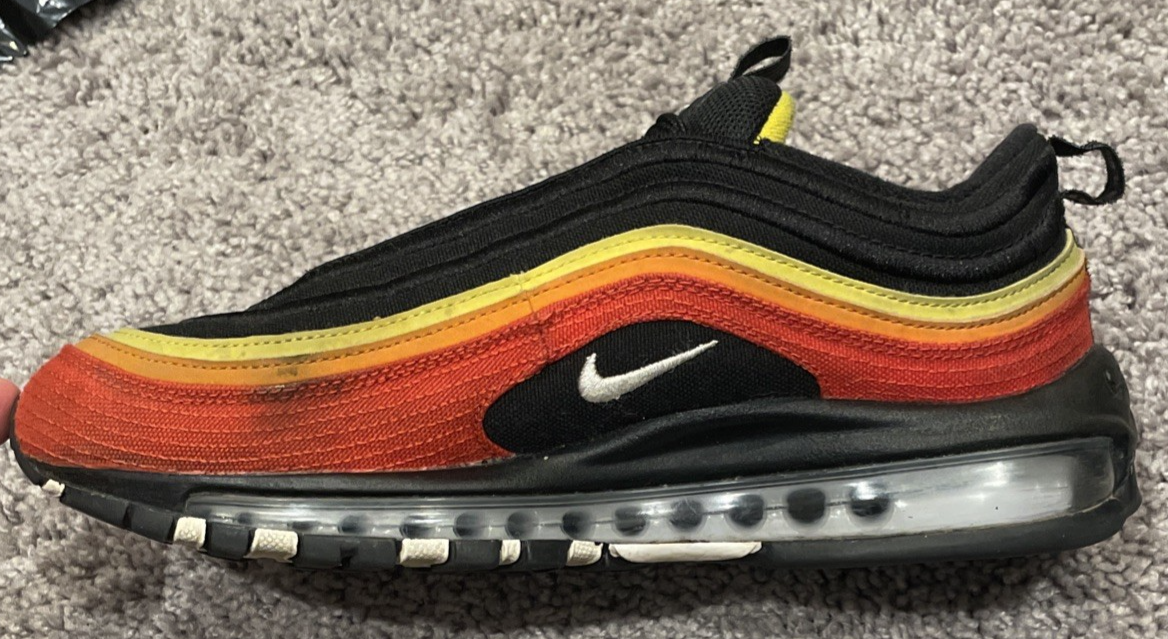 black red and orange air max 97