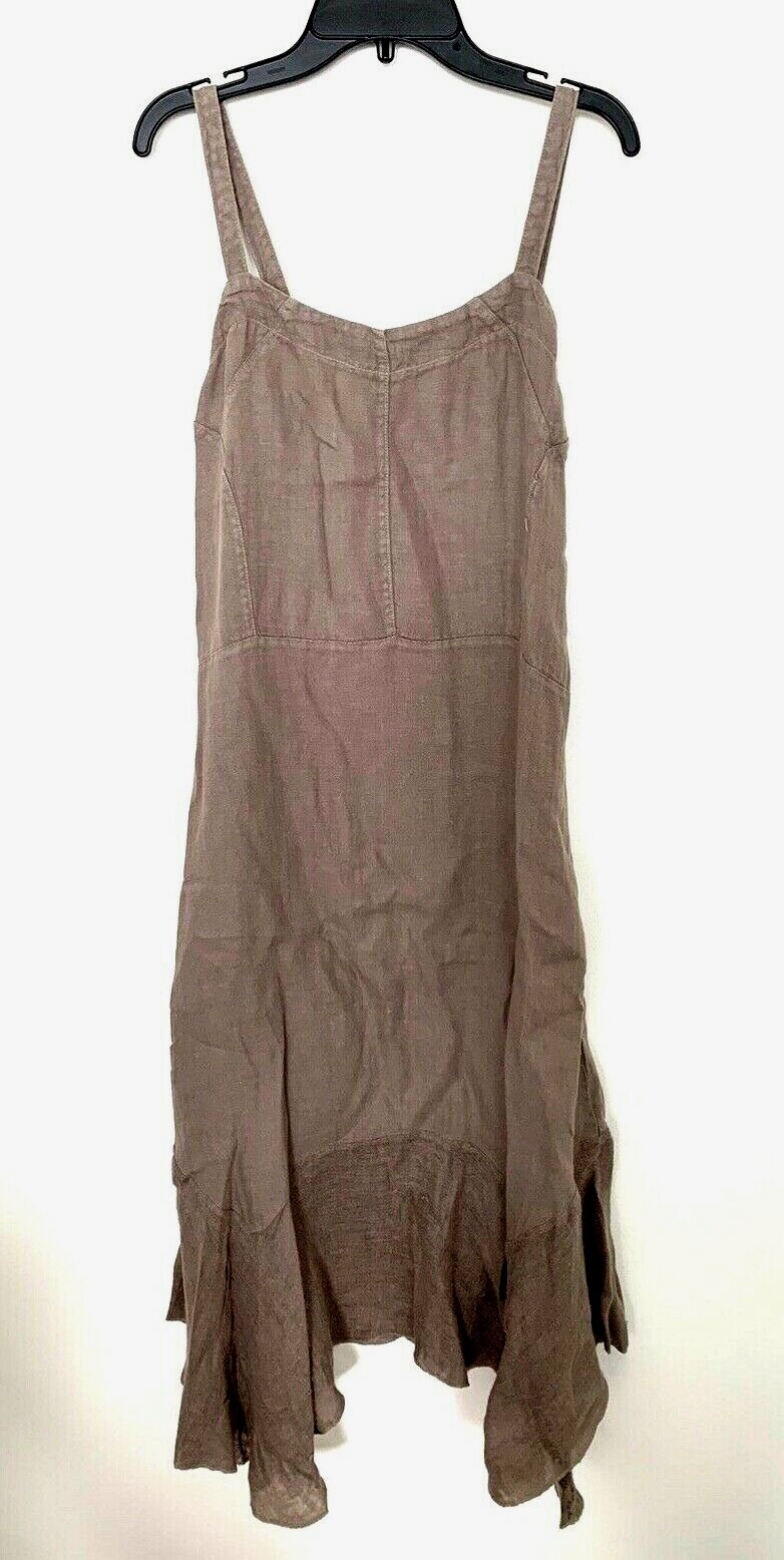 True Grit Dylan Brown Linen Dress XS Gem