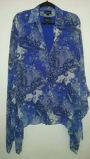 Antthony Designs Chiffon Shirt and Tank.  Size- S. Blue