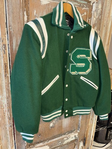Vintage Butwin Letter Jacke Union Made in USA Größe 36 grün - Bild 6 von 19