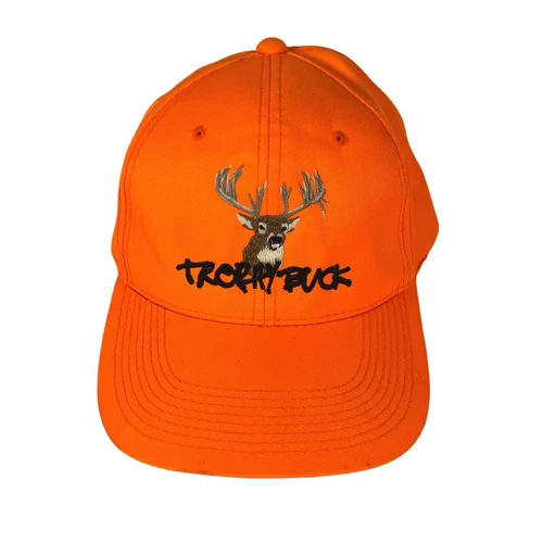 Trophy Buck Hunter Blaze Orange Deer Snapback Hat Men Adjustable Hunt Signature