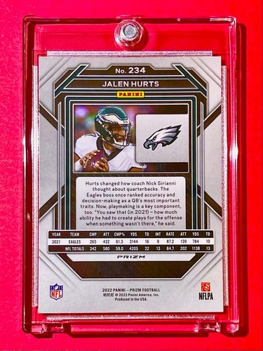 Jalen Hurts RARE MINT GREEN REFRACTOR PANINI PRIZM PHILADELPHIA EAGLES STAR QB - Picture 6 of 6