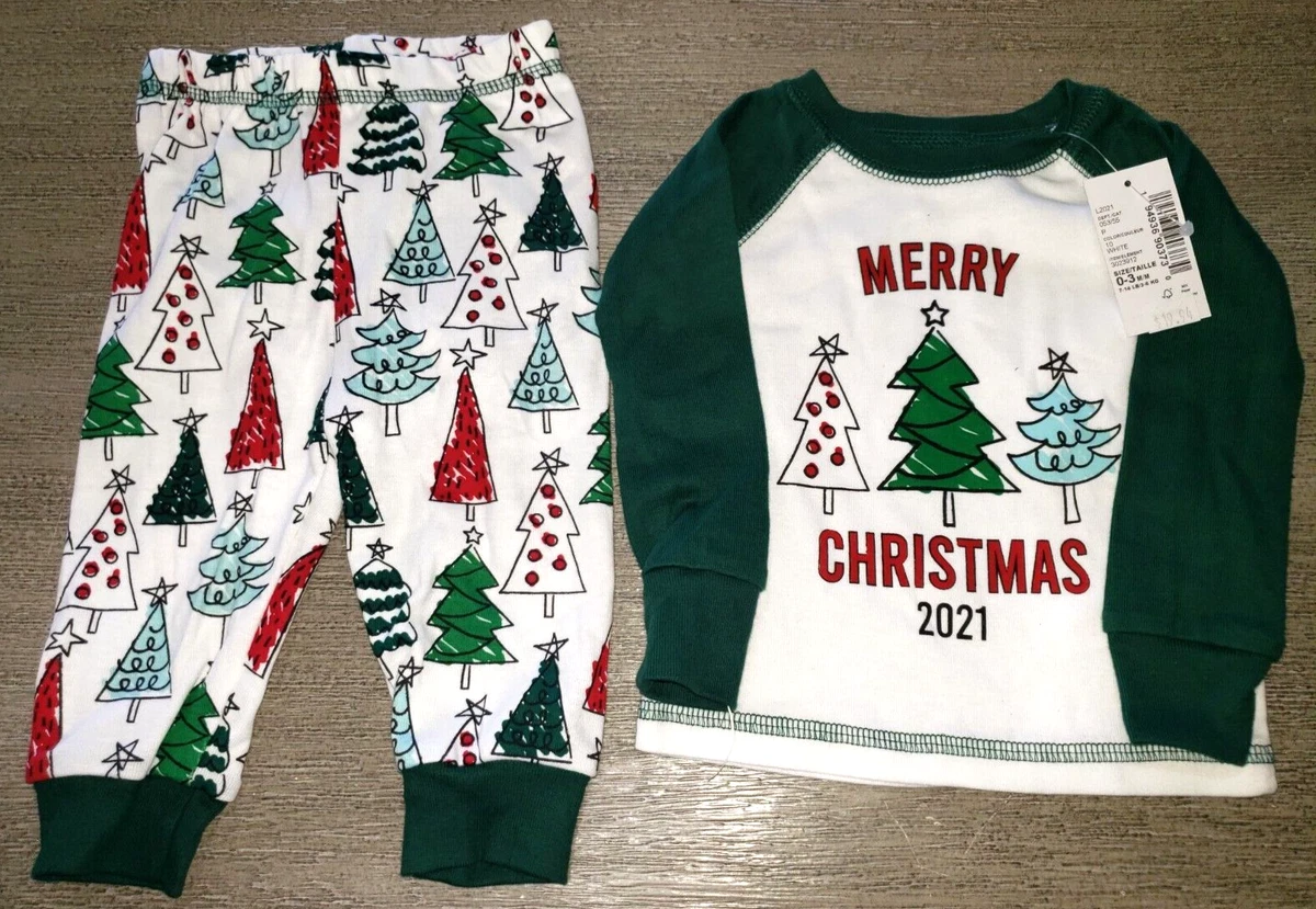 baby boy girl CHRISTMAS PAJAMAS new nwt PLACE 0 3 month TREES CUTE 2 PC SET