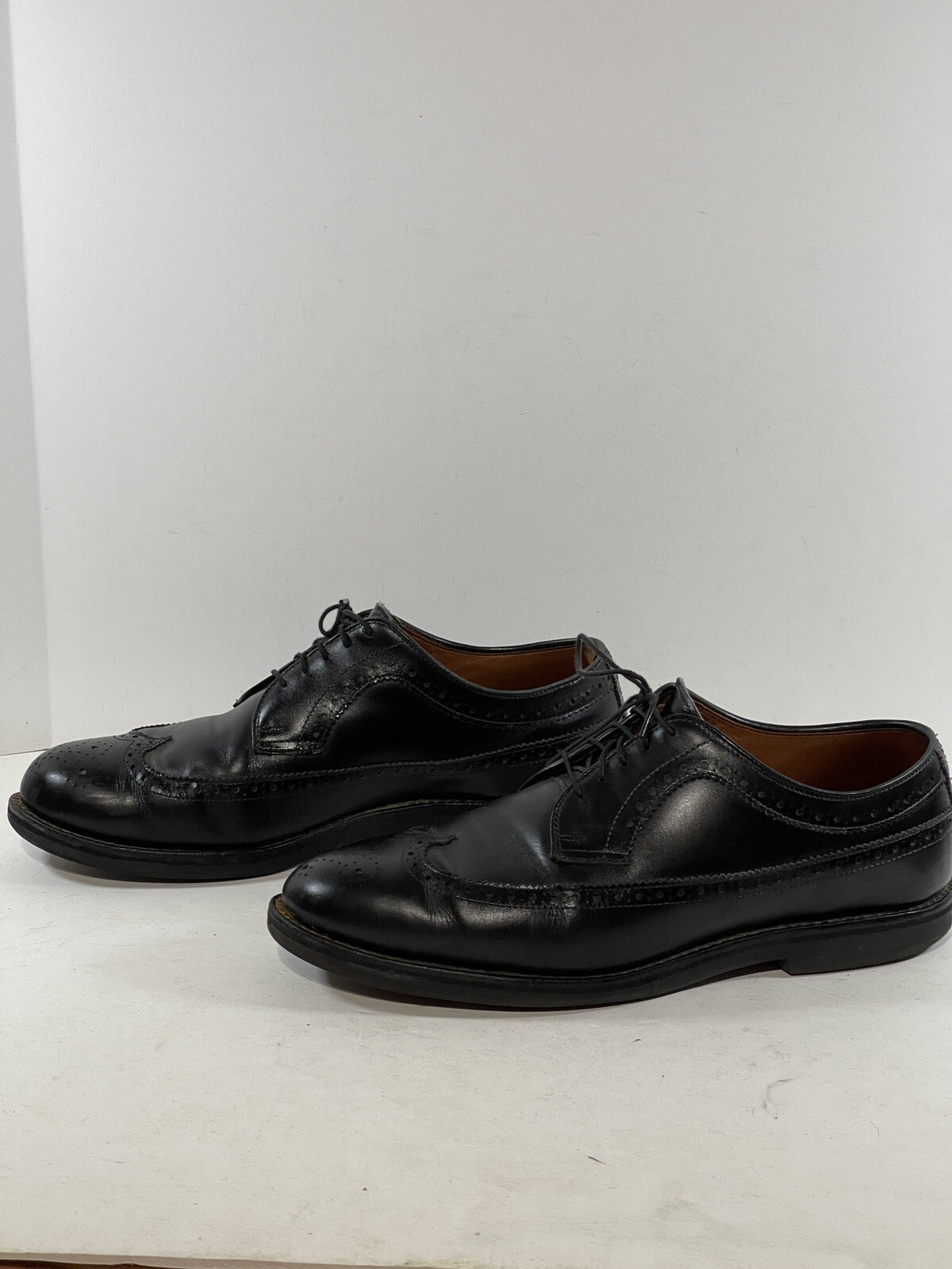 SAOLA Scarpe eleganti Allen Edmonds da uomo 10 5 D in pelle nera punta ad ala suole Vibram