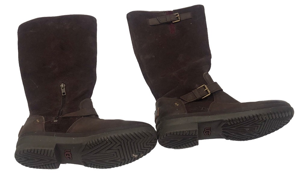 Women's UGG Thomsen Brown Suede Shearling Lined Waterproof Riding Boots Size 9