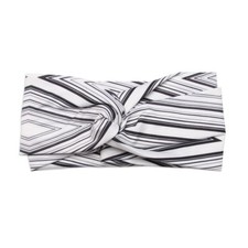Banded Baby Twist Knot Black White Diamond Stripe Boho Winter Headband Bohemian
