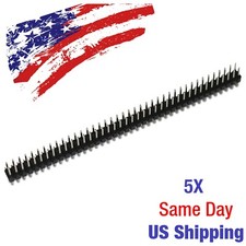Dual Row 40 pin Header Thru Hole Right Angle 2.54mm Breakable US SHIP 5PCS