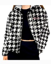 Dickies Juniors Sherpa Crop Zip Front Jacket Black White Large