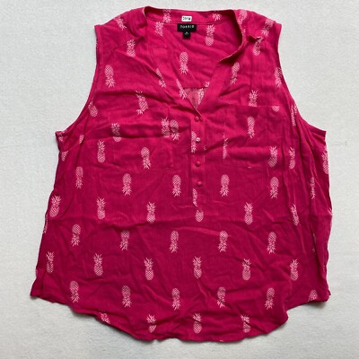 Torrid Pineapple Blouse Women's 0X Red Sleeveless Hot Tropic Print Blouse