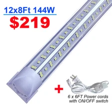 12 Pack T8 8FT Led Tube Light Bulbs 144W 8Foot Linkable Led Shop Lights Fixtures