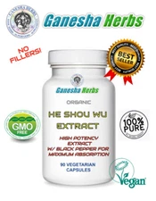 FO-TI (He Shou Wu)  Extract w/ Black pepper for Enhanced Absorption 180 capsules