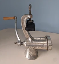 Alfa 10 Meat Mincer Double Tinned Table Mount Hand Crank Grinder