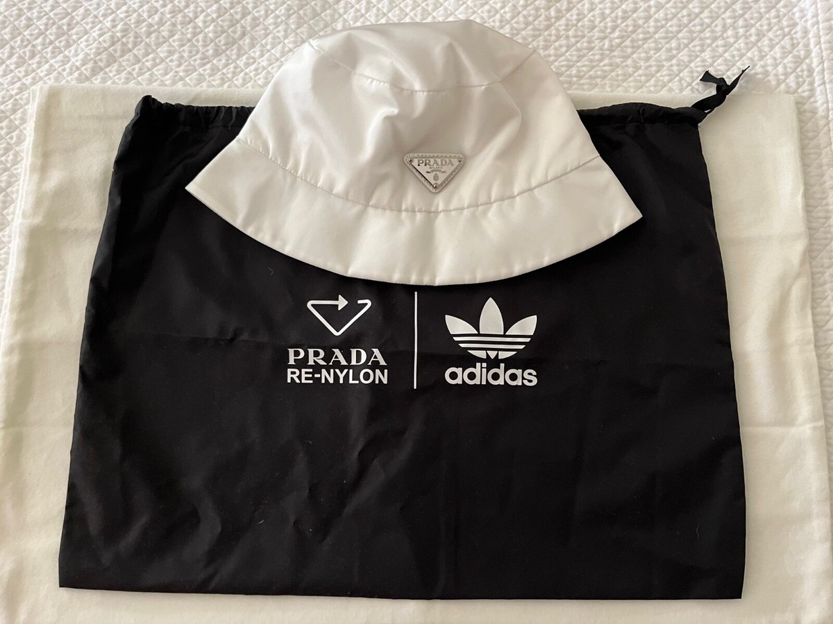 PRADA ADIDAS COLLABORATION RE-NYLON BUCKET HAT CAP WHITE