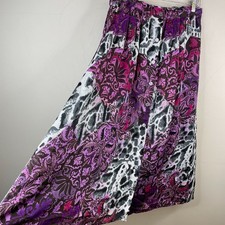 Vintage Whimsigoth Indie Midi Skirt Womens 12 Purple Fairy Button Up Full Flowy