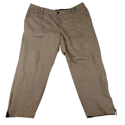 Avenue Tan Ankle Pants Womens 22 Average Khaki Side Zip Straight Leg Stretch