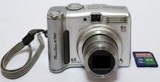 Canon PowerShot A700 6.0MP Digital Camera Silver Tested W/Batteries, Memory Card