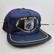 Vintage USA MADE Bass Anglers Sportsman Fishing Trucker Hat Snapback Dad Cap