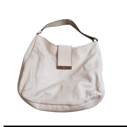 Gucci Guccissima Hobo Leather GG Monogram Off White Medium Bag