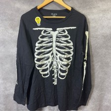 Children  s Place Adult Skeleton Glow in the Dark Tshirt Large NWOT