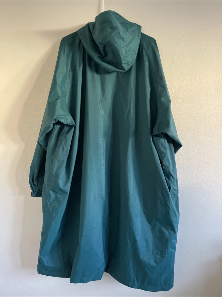 Vintage L.L. Bean Hombre Stowaway Capucha Verde Chaqueta de Lluvia Larga, 2XL Foto 2 de 4