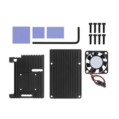 Aluminiumgehäuse für 4B Kühlkörper mit Lüfter + Thermopad für RPI 4B3672