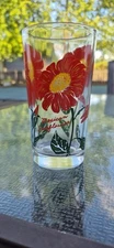 Vintage Boscul Mexican Sunflower Red Name Bottom Peanut Butter 5" Drinking Glass