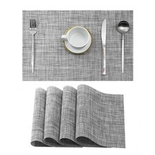 Leetaltree Linen Grey Placemats Set of 4 - Heat 4, C1- 