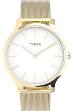 TIMEX TRANSCEND TW2T74100 Steel Mesh Gold White Women's Watch