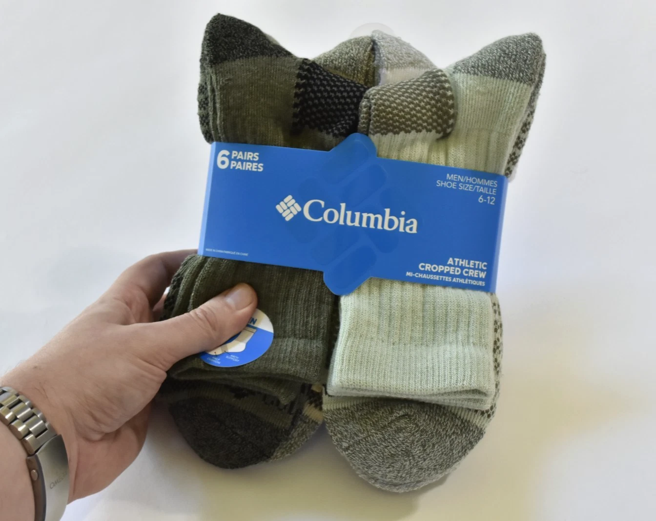Columbia Men's Socks 6 Pairs Green Size 6-12 - Athletic Crew