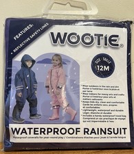 CHILDRENS ONE PIECE 12 MOS REFLECTIVE WATERPROOF SEALED RAIN SUIT PURPLE NIP