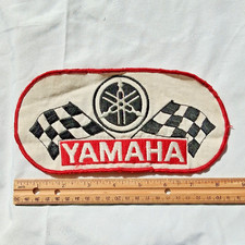 Yamaha Racing Checkered Flag Snowmobile Motorcycle Vintage Patch Red White Black