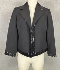 Kasper Women's Petite Sequin Tipped Open-Front Blazer Size 2P Black NWT's