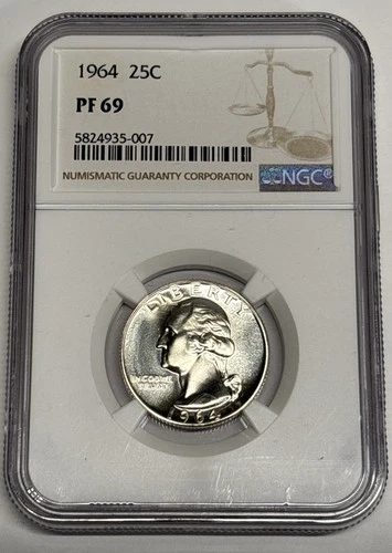 1964 25c Washington Proof Quarter NGC PF69