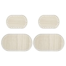 6" x 4"/10" x 6" Crochet Basket Bottom, 4Pcs Oval Blank Crochet Base, Wood Color