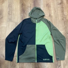 BURTON Hoodie Full Zip System Jacket Liner Snow Mens XL Green Black Colorblock