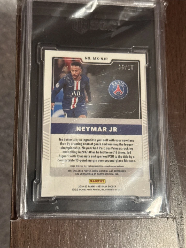 2019-20 Panini Obsidian Matrix Material Autograph Neymar Jr /10 SGC 9.5 Auto 10 - Bild 2 von 2
