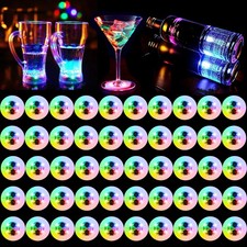 50 Pcs Light Up Coasters for Drinks, Colorful LED Coasters Sticker Lights, LED