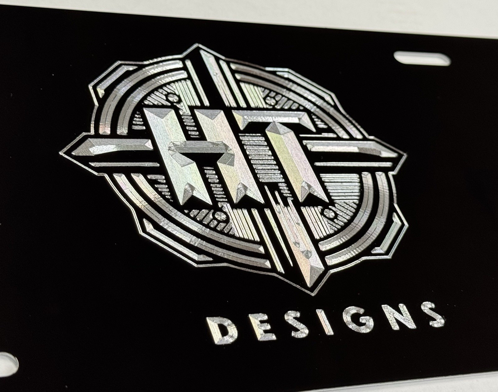 REFLECTIVE Engraved Custom Business Logo Diamond Etched License Plate Car Tag