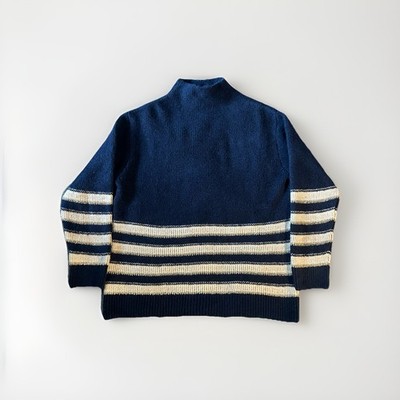 MNG Mango Basics Large Navy Knit Pullover Sweater Cotton Wool NWT Fair Isle