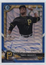 2018 Bowman Draft Chrome Pick Blue Wave Refractor /150 Travis Swaggerty Auto 2a9
