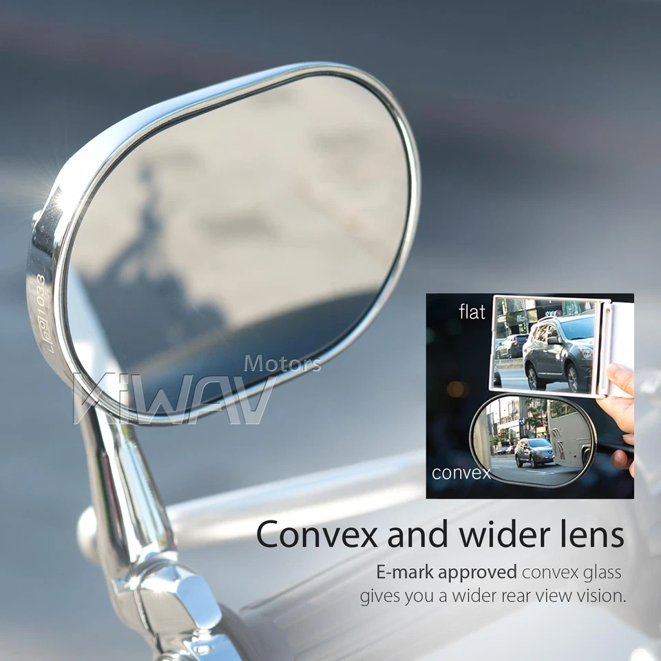 Espejos retrovisores de extremo de barra STARK cromados ovalados ajustables para barra hueca de 7/8" se adapta a Triumph Foto 4 de 4