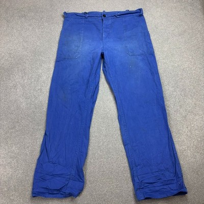 VINTAGE französische Hose Erwachsene 37x31 blau Workwear Chore Canvas Utility Herren