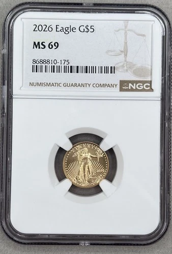 1/10 Oz. Gold 2026 $5 American Eagle NGC MS69