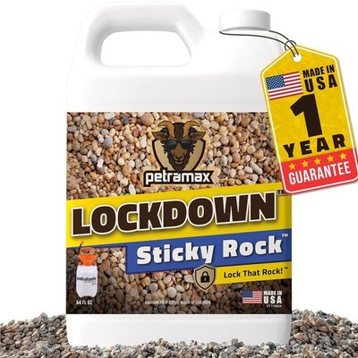 Lockdown Sticky Rock Glue for Landscaping (64 Ounce) - Super Adhesive, Non-Toxic