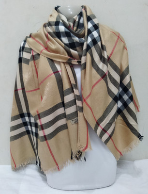 Burberry London Scarf 100% Cashmere Rectangular Shawl Women Wrap Beige Stole