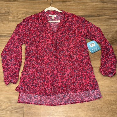 Coolibar Raval Tunic Top Sz L Bright Red  UPF 50+ Sun Protection Lng Sleeves New